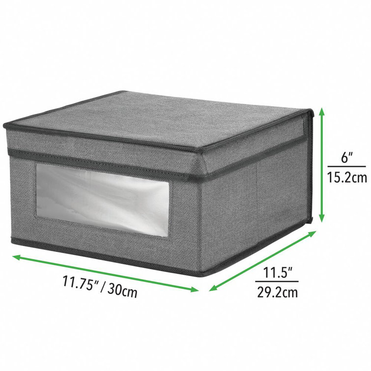 Medium Charcoal/Black 6 Pack mDesign Fabric Closet Storage Organizer Box 