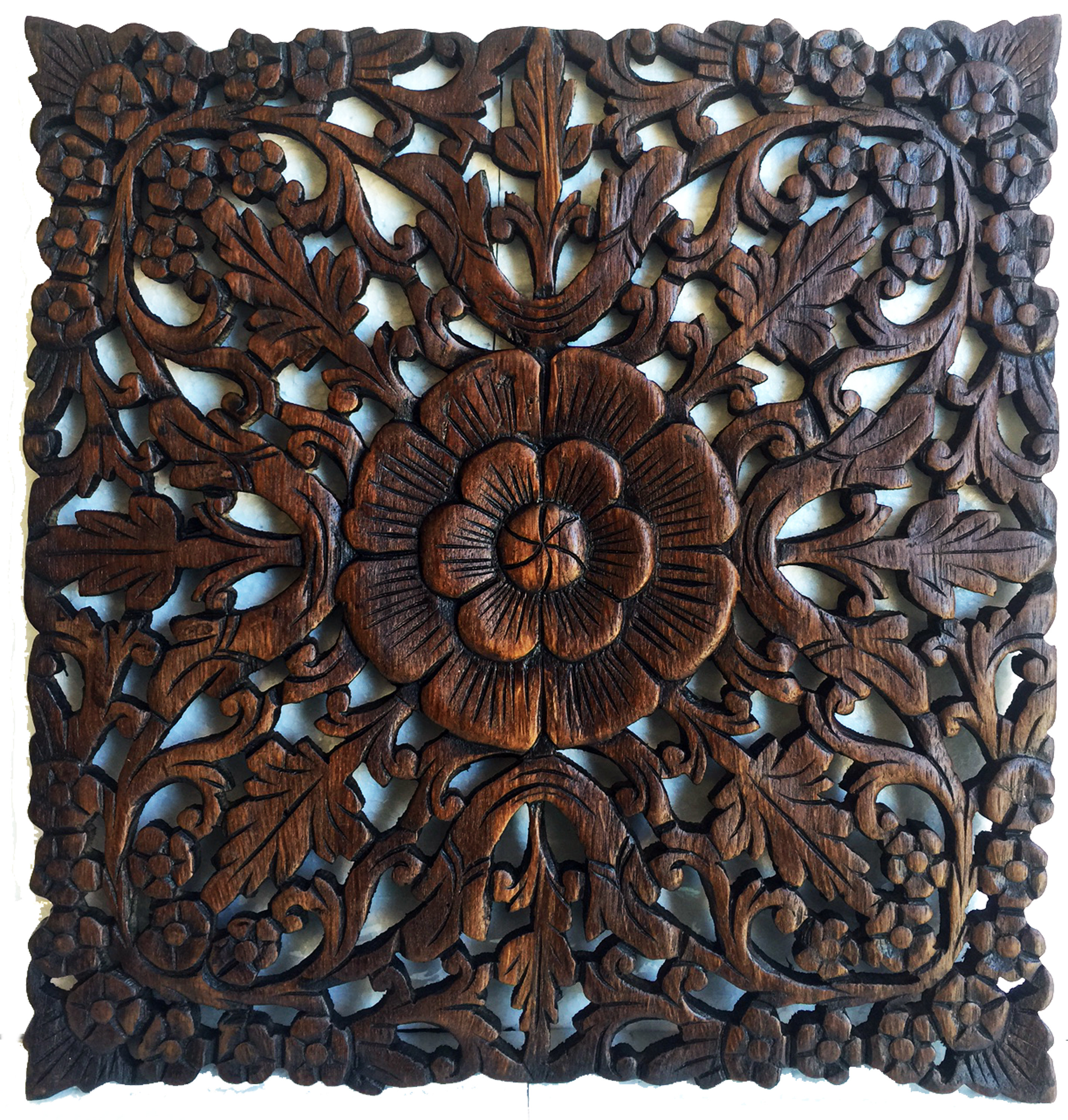 Asian Art Imports Square Carved Teak Wall Décor & Reviews Wayfair