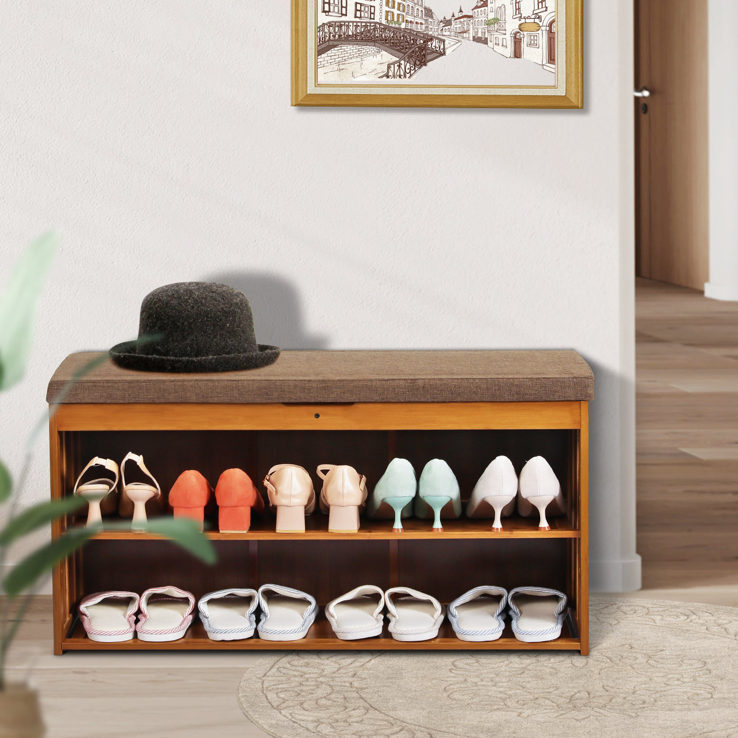 stool with shoe rack
