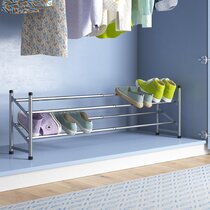 Industrial Two Tiered Shoe Rack Storage Made With Silver Steel Pipe Home & Living Storage & Organisation Shoe Storage Rustic Vintage Style Furniture 