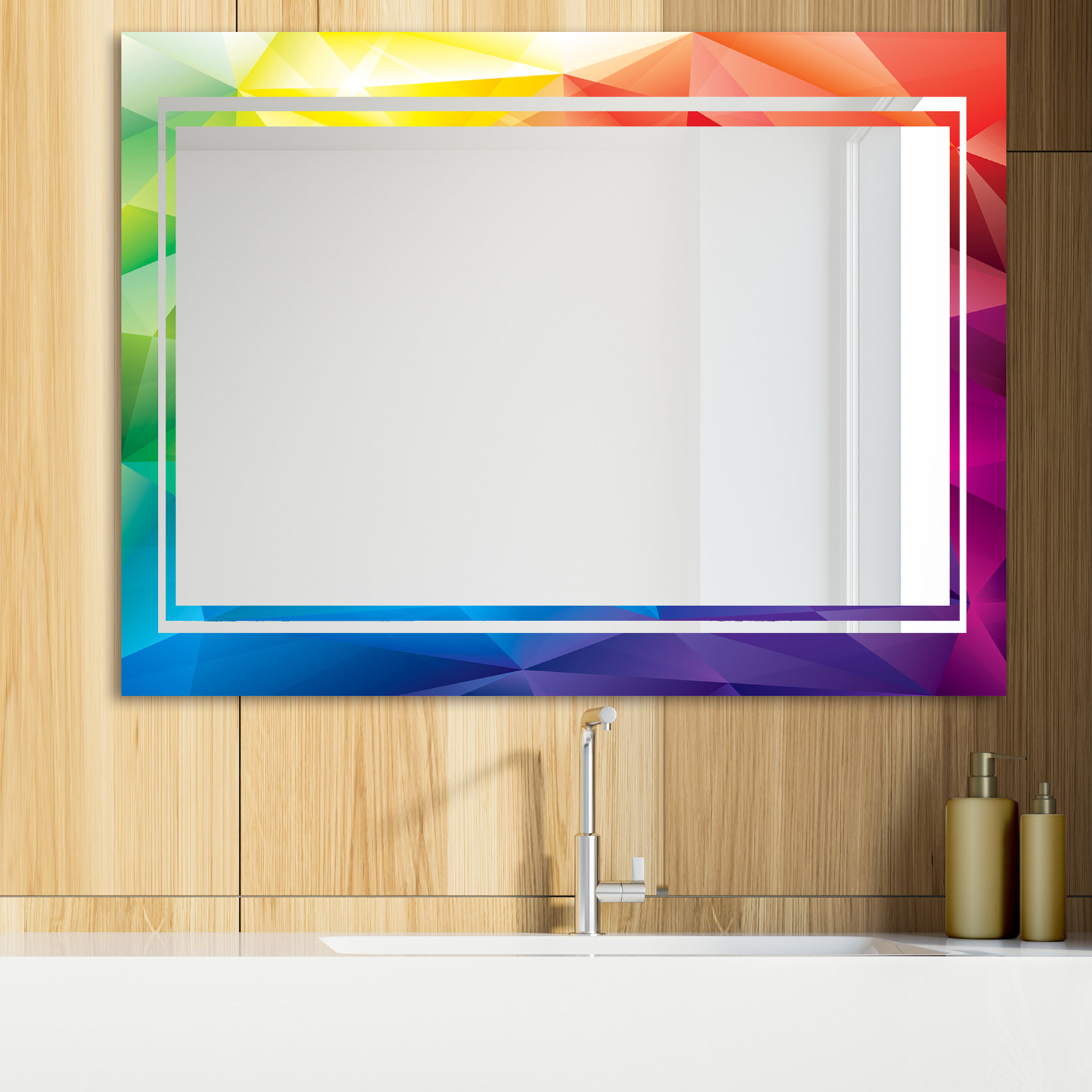East Urban Home Triangular Colorfields Glam Bathroom / Vanity Mirror