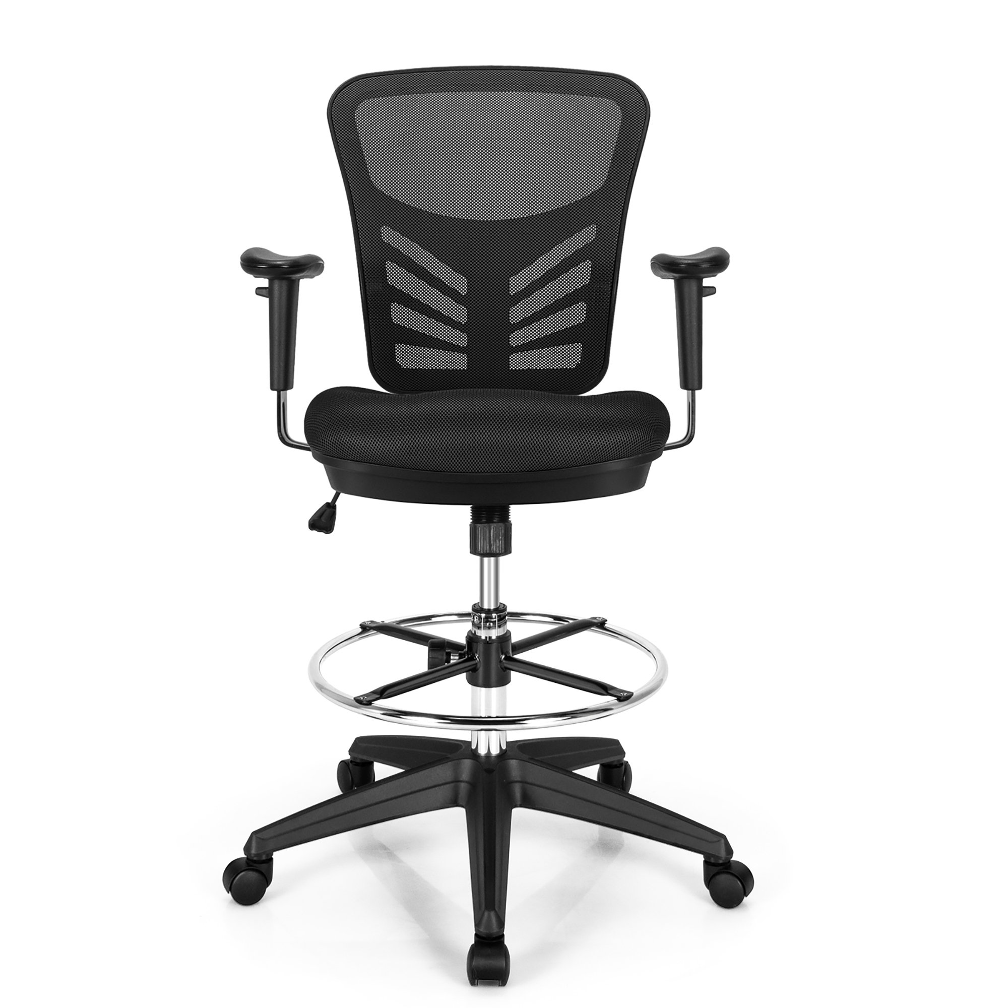 Inbox Zero Mesh Drafting Chair Office Chair W/adjustable Armrests