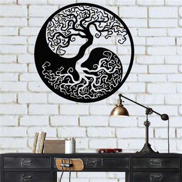 Black Swirled Tree of Life   30" tall Metal Wall Art Decor by HGMW 