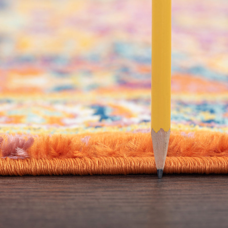 Bungalow Rose Depew Performance Orange/Pink/Blue Rug & Reviews | Wayfair
