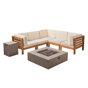 Teak Frame / Beige Cushion