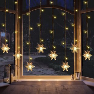 Set The Illuminated Sheer Cafe Curtain White Lights Panels LED Christmas 