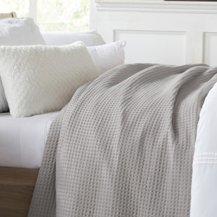 Hotel Collection 100% Cotton Waffle Throw Bedspread White,Grey or Taupe 2 sizes 
