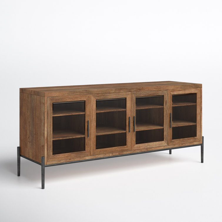 Bedford Transitional Brown Mango Solid Entertainment Console with Glass Doors