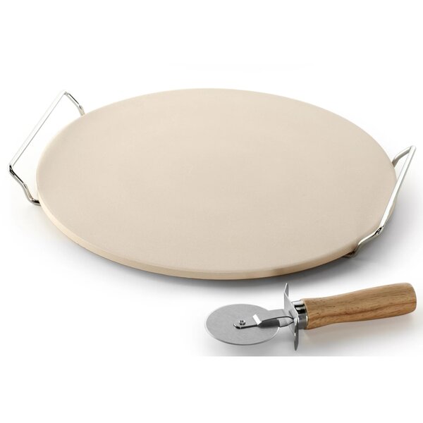 GEEBOBO 10.25 Inch Round Pizza Stone for Oven and GrillFree Wooden Pizza Peel... 