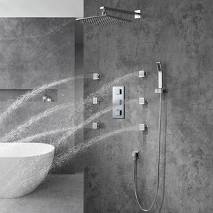 Lombardy Square Volume Control Complete Shower System with Rough-in Valve