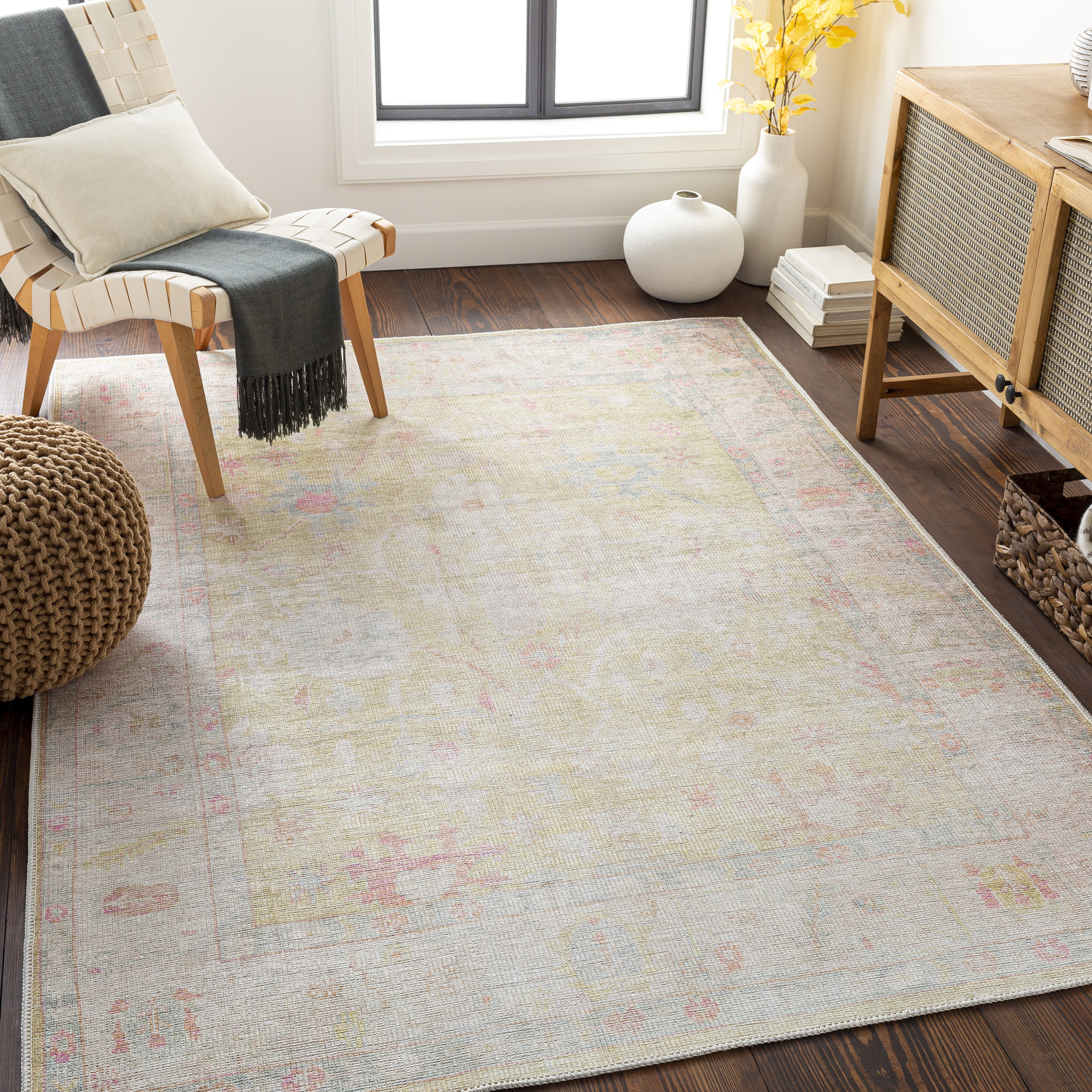 Dietrick Area Rug in Pink/Green/Blue