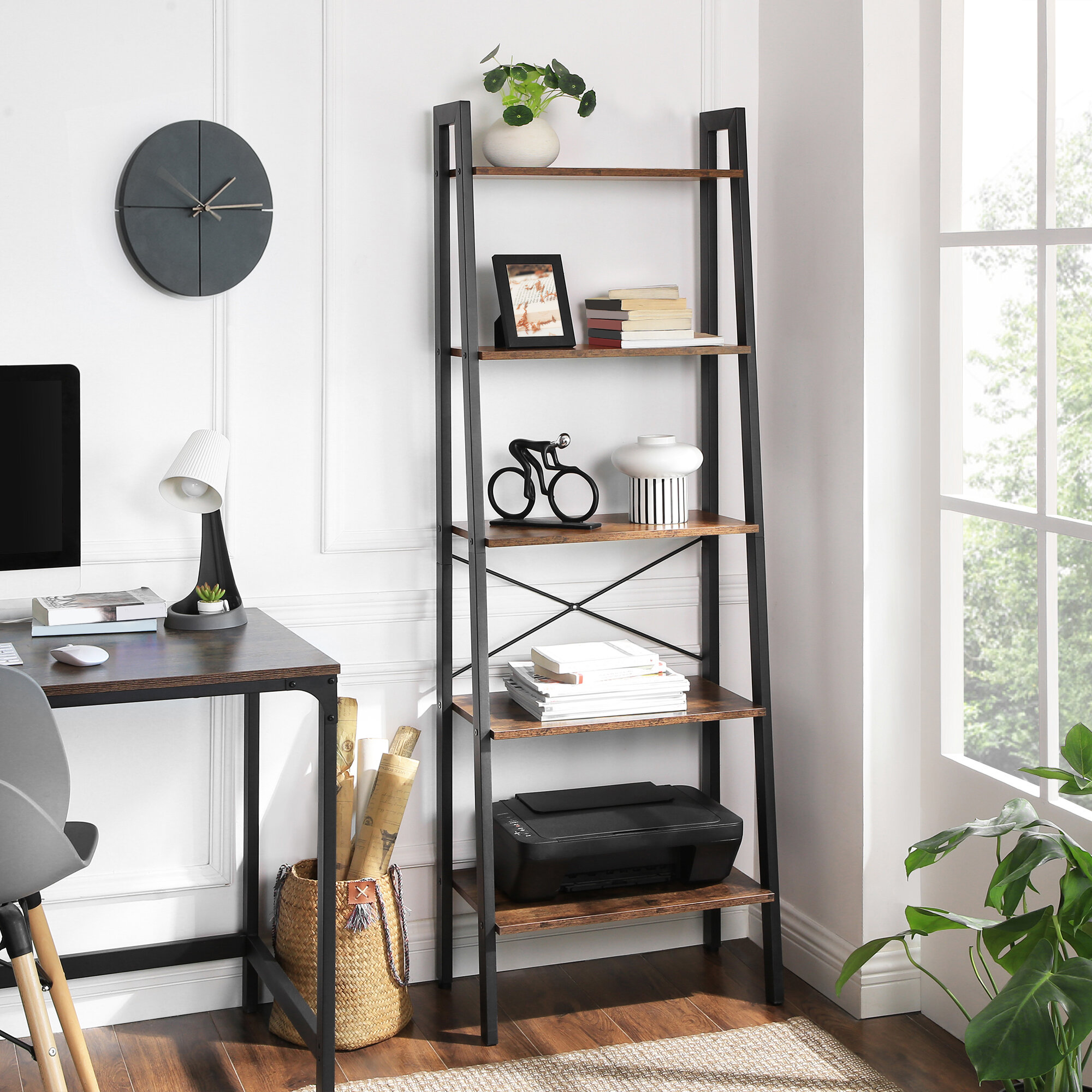 HOMEMAKE Industrial Retro Bookcases and Shelves Storage Rack Shelf Display Unit for Home Office 