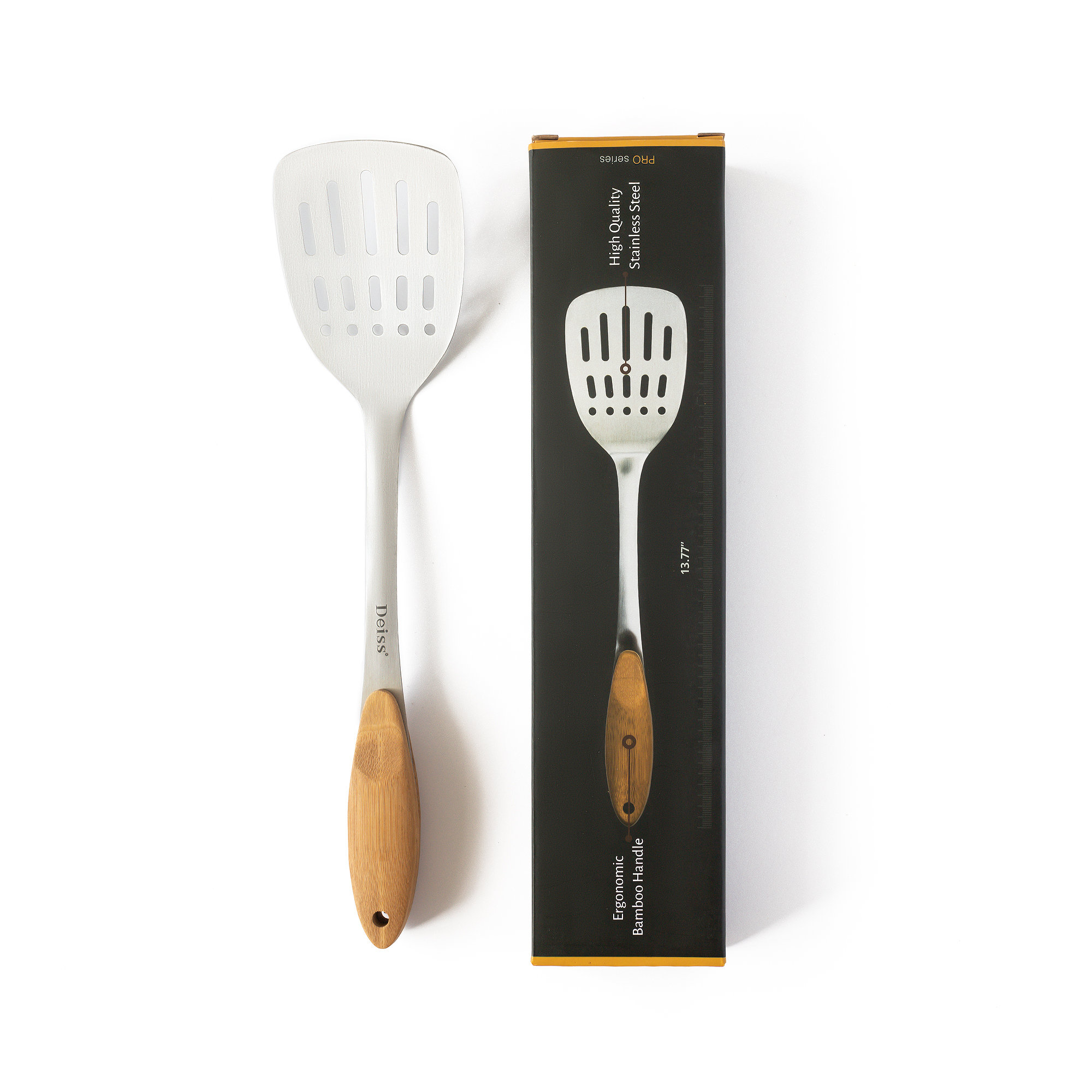Deiss Pro Metal Spatula With Comfortable Wooden Handle - Kitchen Spatula Turner For Scraping, Turning Meat, Mixing Scrambled Eggs - Heat Resistant ...