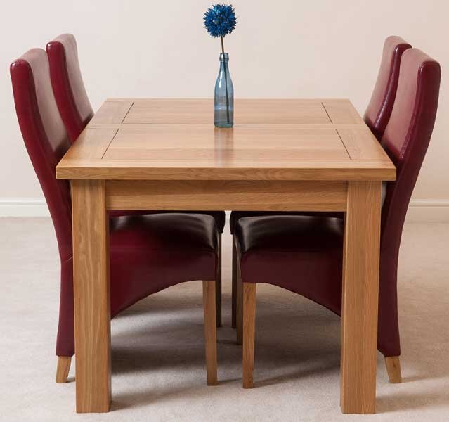 Sairsingh Kitchen Solid Oak Dining Set with 4 Chairs red