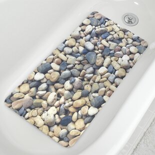 Bathtub Shower Mat Non Slip Anti Bacterial Pebbles Bath Mat 16 W x 35 L Brown 