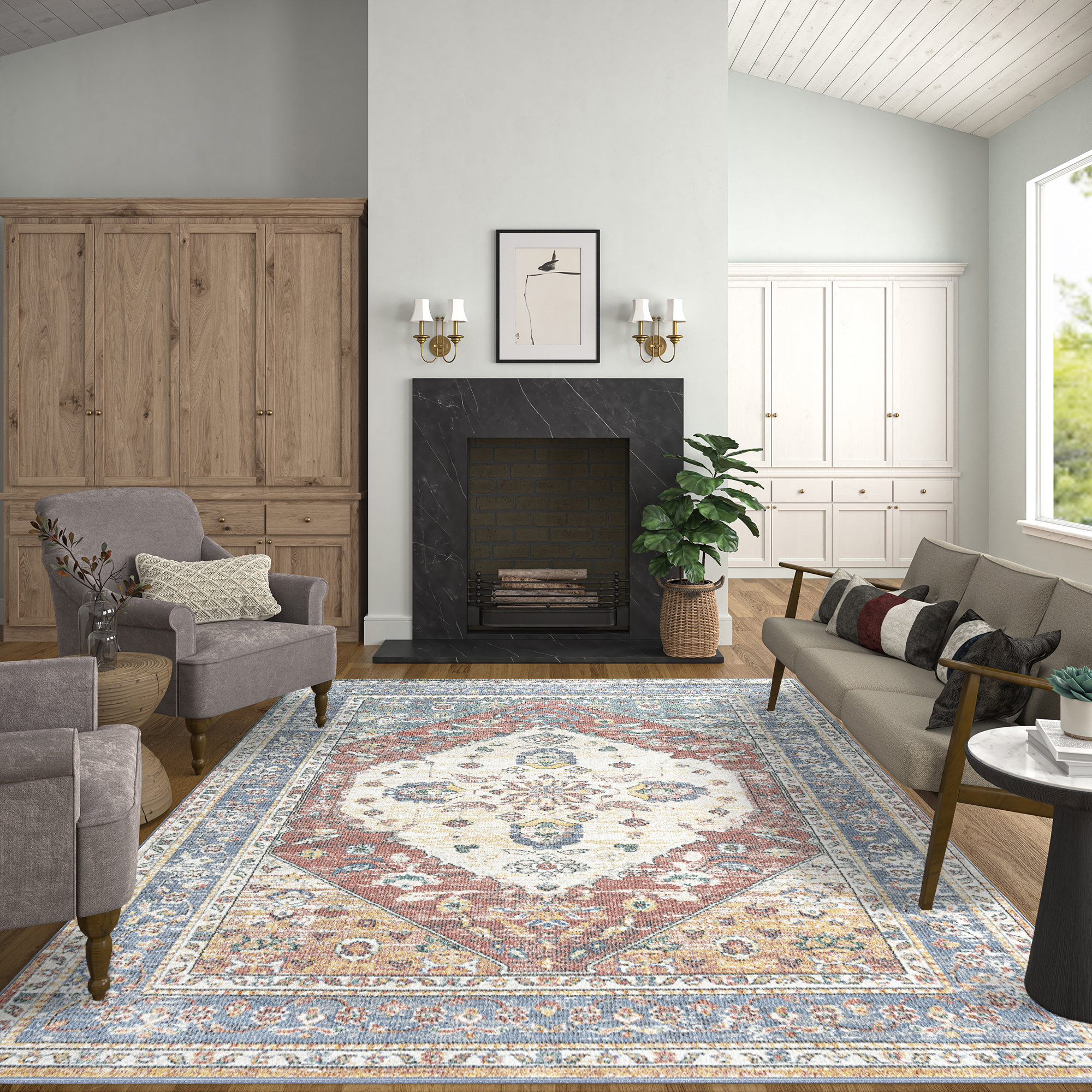 Charlton Home® Trulli Power Loom Performance Cream Rug | Wayfair