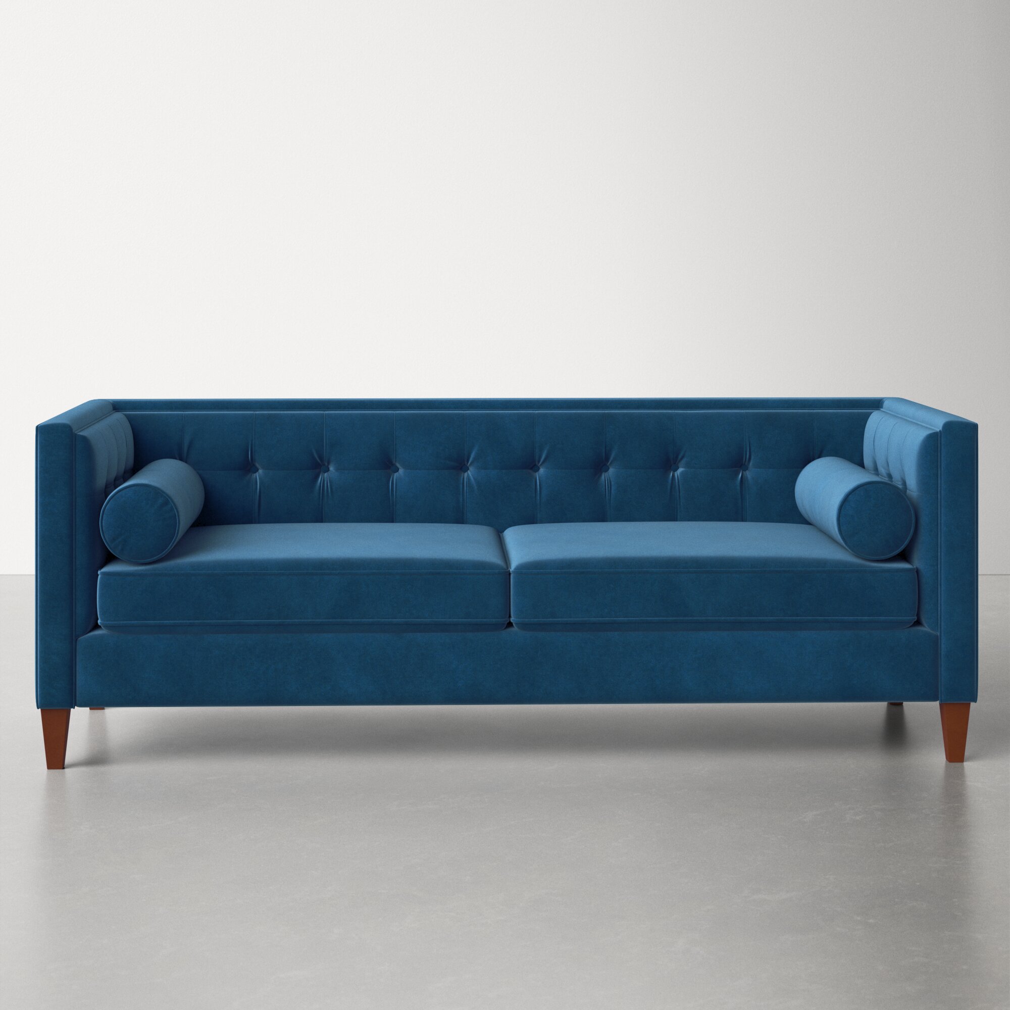 84” Velvet Tuxedo Arm Sofa with Reversible Cushions