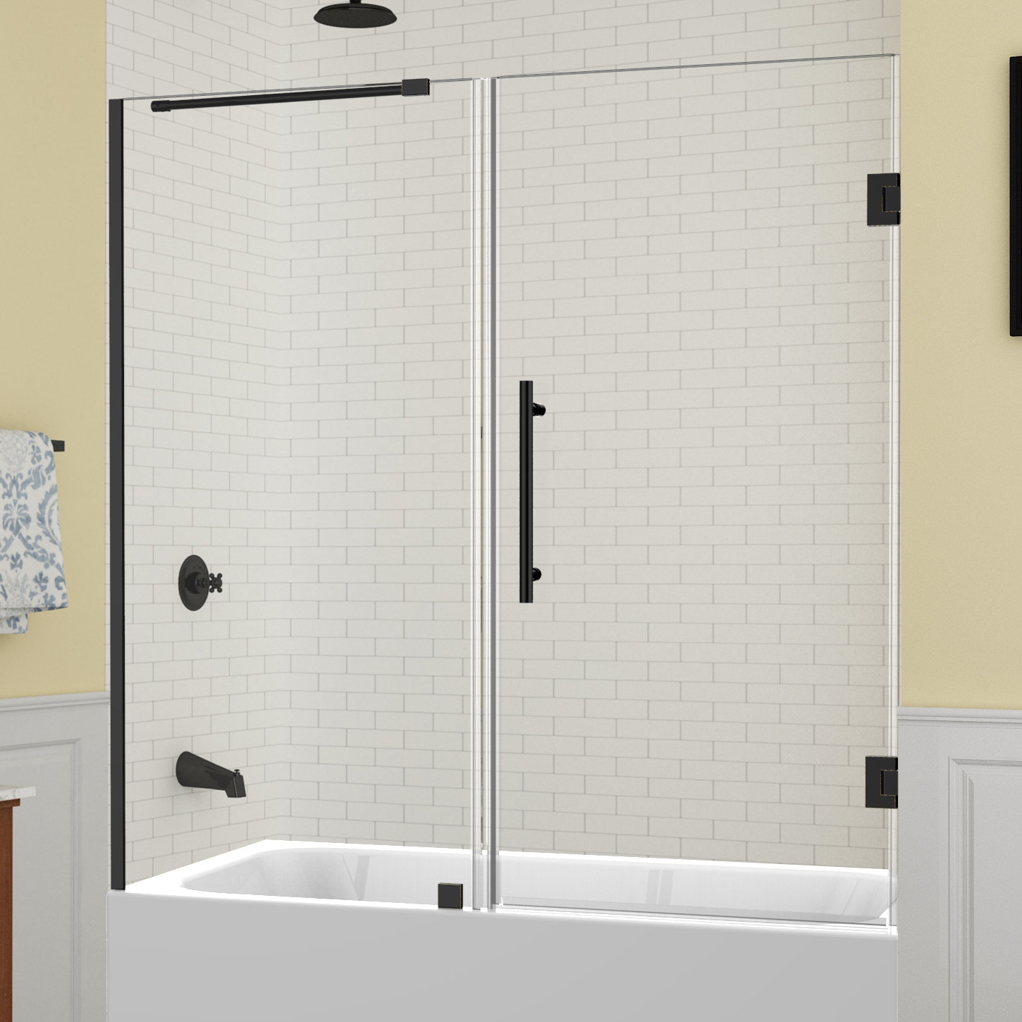 Aston Belmore 60" x 60" Hinged Frameless Tub Door Wayfair