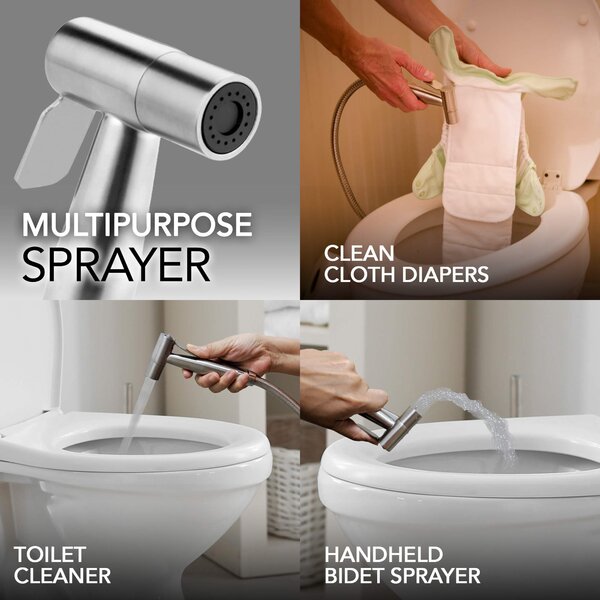 Handheld Bidet Stainless Steel Bidet Shower Head Diaper Toilet  Sprayer Set SPA 