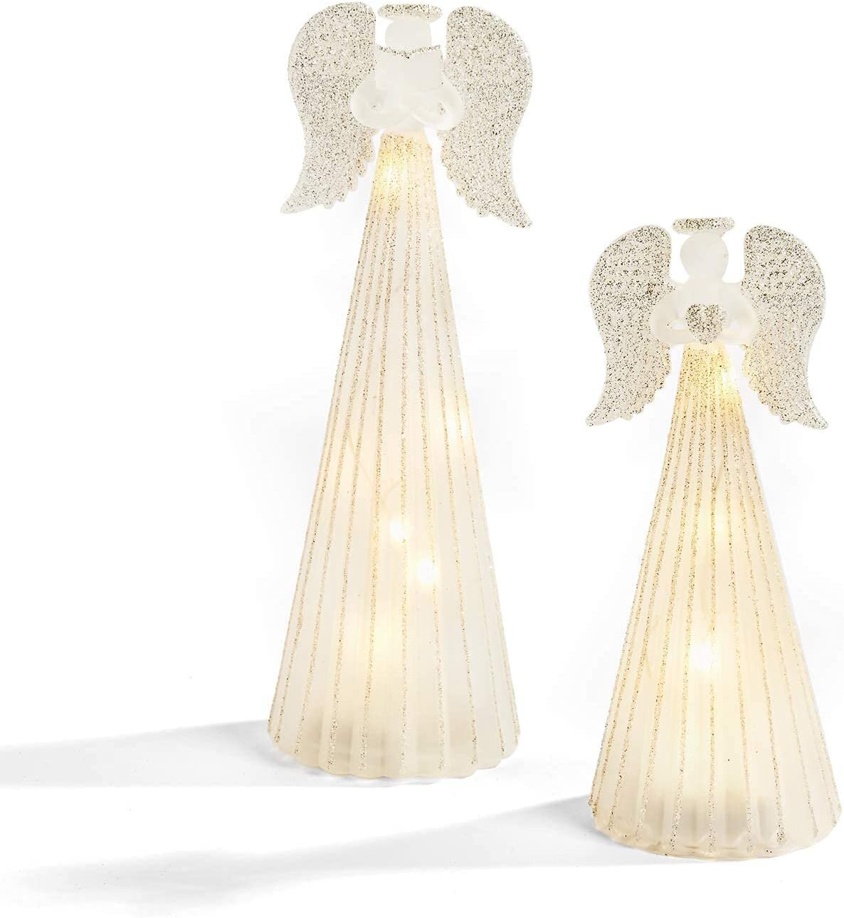 Angel Figurines Flying Angel Staues Winged Diva Fairy with Warm LED Lights Golden Beaded Chain for Christmas Holiday Decoration iPEGTOP 11.8 inch Pre-Lit Luxury Angel Figure
