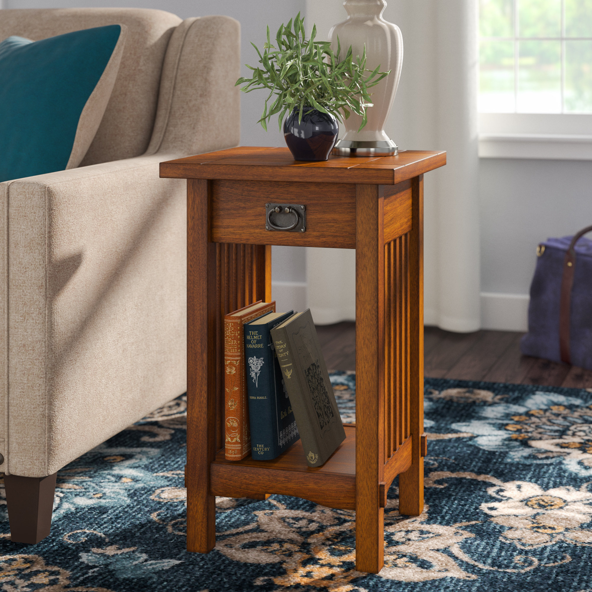 Charlton Home® Oakcrest 26'' Tall Floor Shelf End Table with Storage