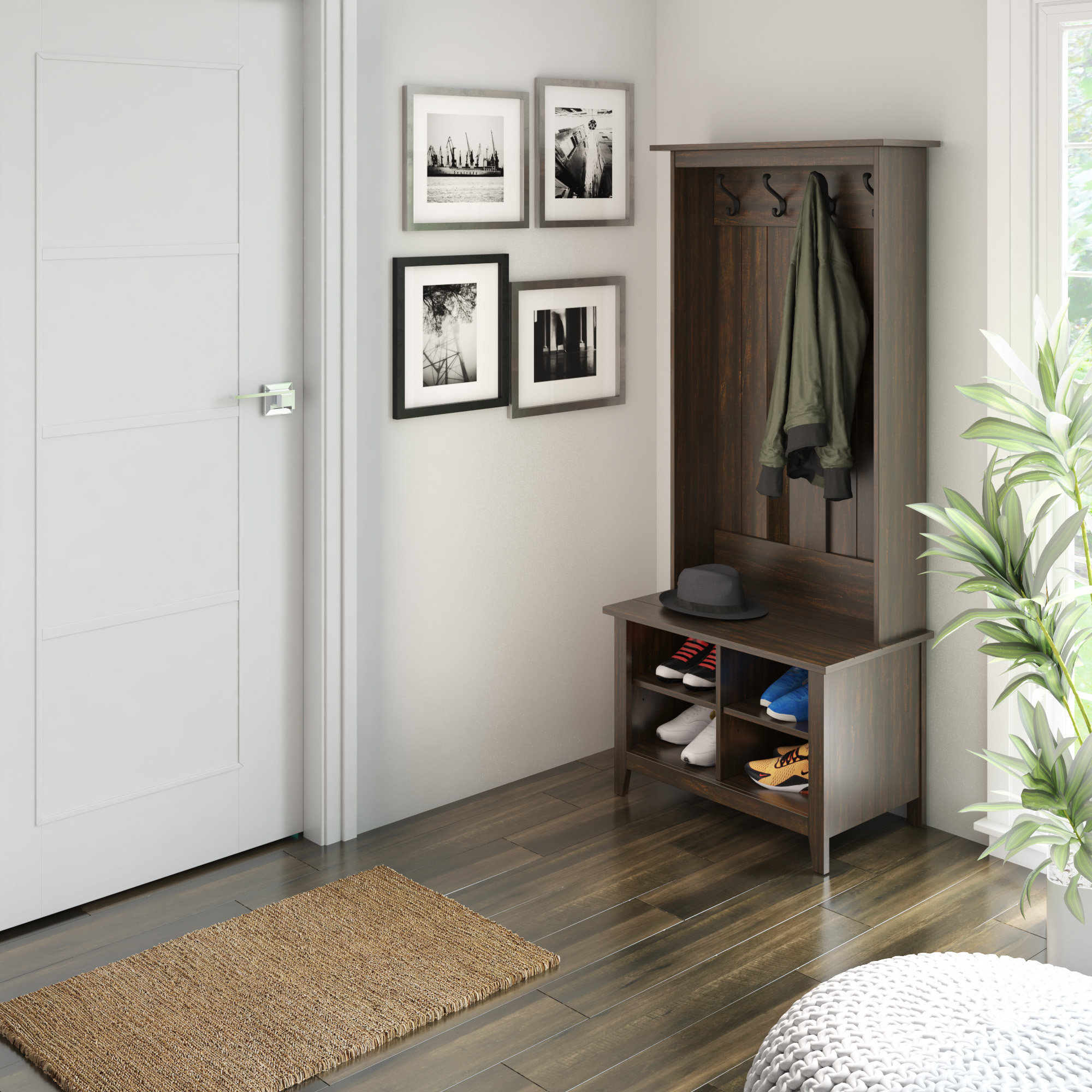 Laurel Foundry Modern Farmhouse Jaydon Hall Tree with Bench and Shoe