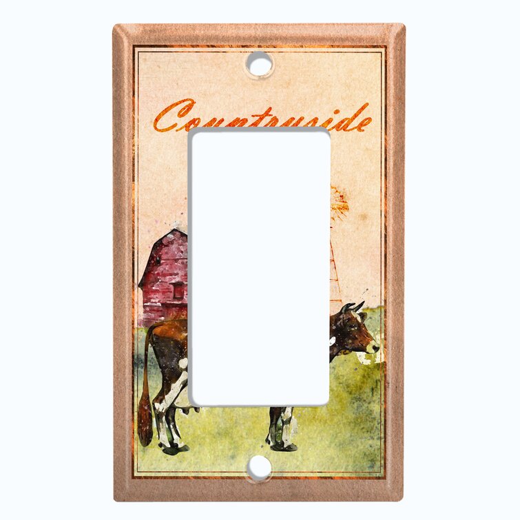 WorldAcc Metal Light Switch Plate Outlet Cover (Animal Farm Country Side  Cow For Kitchen - Single Toggle) | Wayfair
