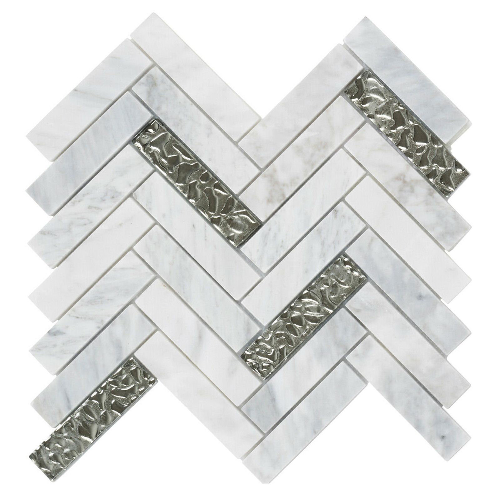 Modket 1" x 4" Straight Edge Natural Stone Herringbone Mosaic Tile ...