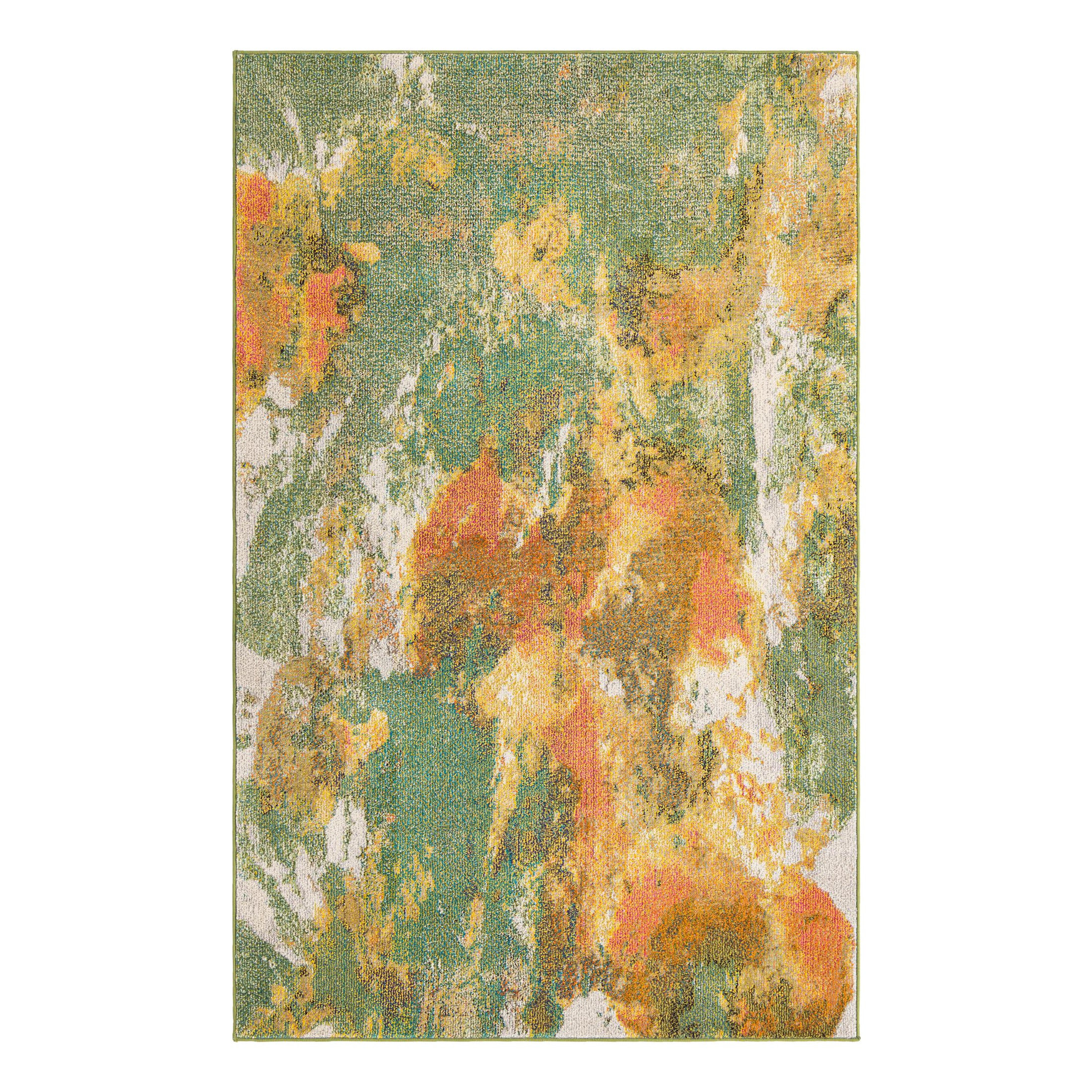 Wade Logan® Ansela Performance Green/Orange Rug Wayfair