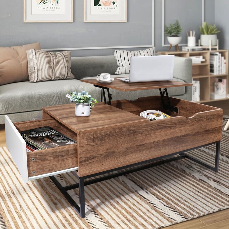 Foundry Select Aleda Walnut Brown Wood Lift Top Coffee Table With ...