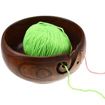 Wool Holder Organizer Wool Storage Bowl Wool Bowl Storage Accessories TIEMORE Wood Knitting Bowl Bamboo Knitting Bowl with Lid and Elegant Design Knitting Bowl Holder 
