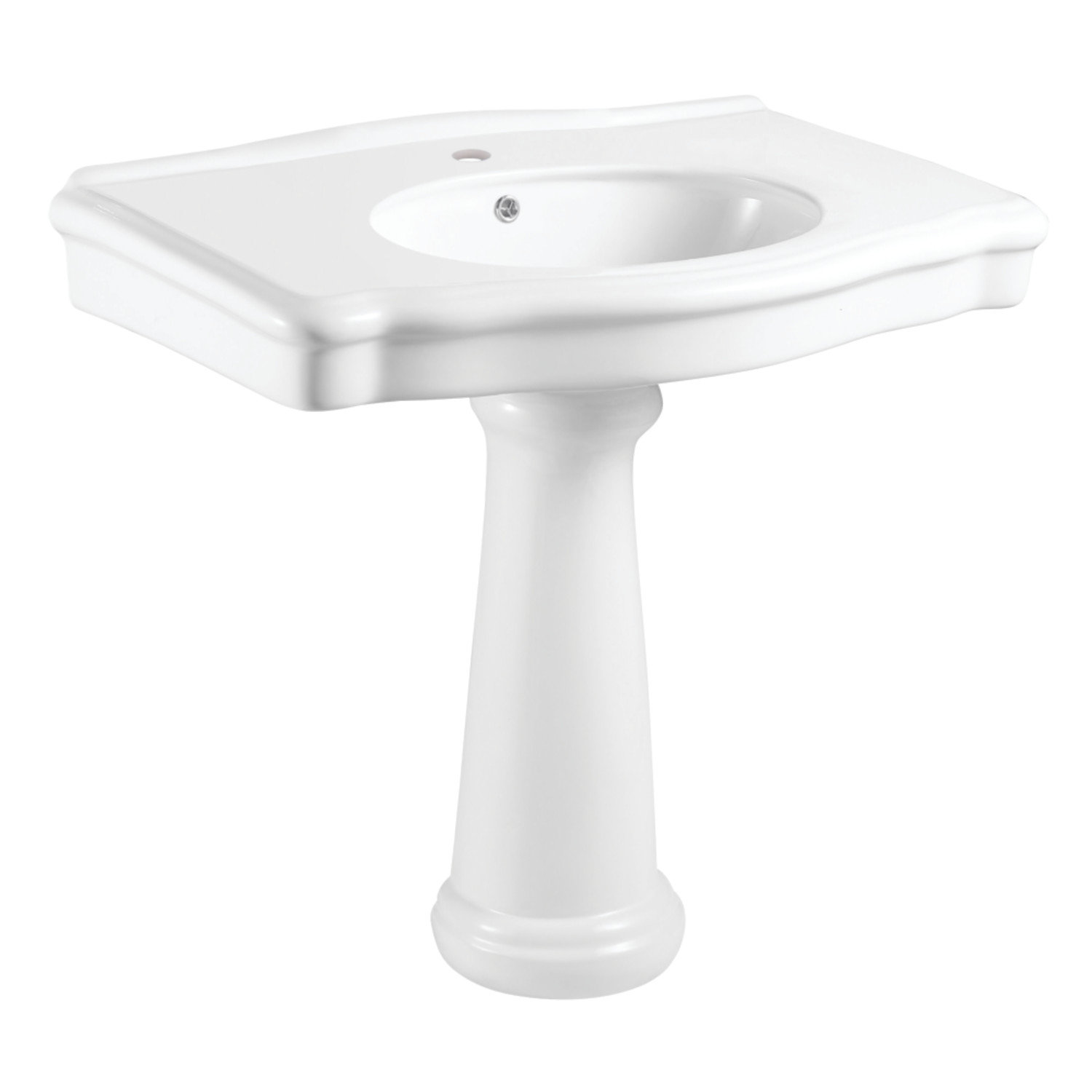 Kingston Brass 24.44'' Tall Glossy White Ceramic Oval Pedestal Bathroom