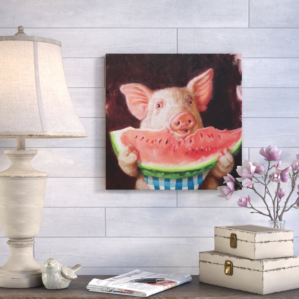 Trinx Poynor Pig Out On Canvas by Lucia Heffernan Print & Reviews Wayfair