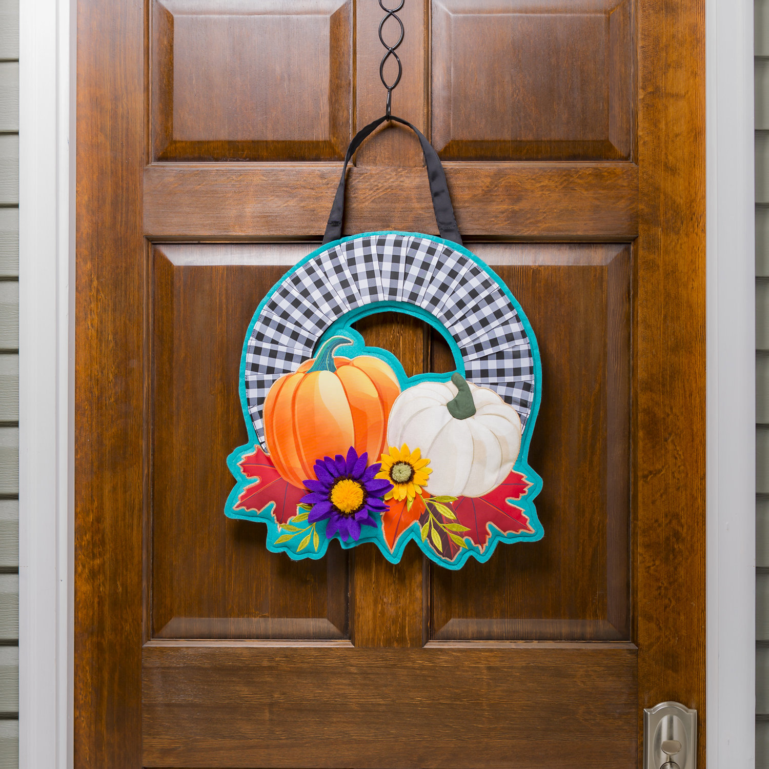The Holiday Aisle® Dcarlos Buffalo Check Fall Wreath Door Décor Wayfair