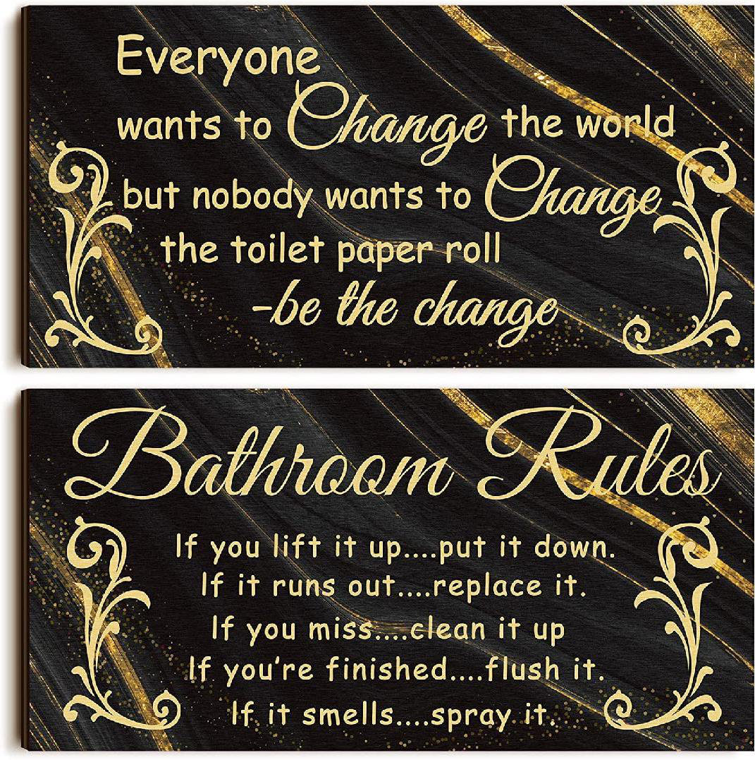 Trinx 2 Piece Bathroom Rules Wall Décor Set Wayfair