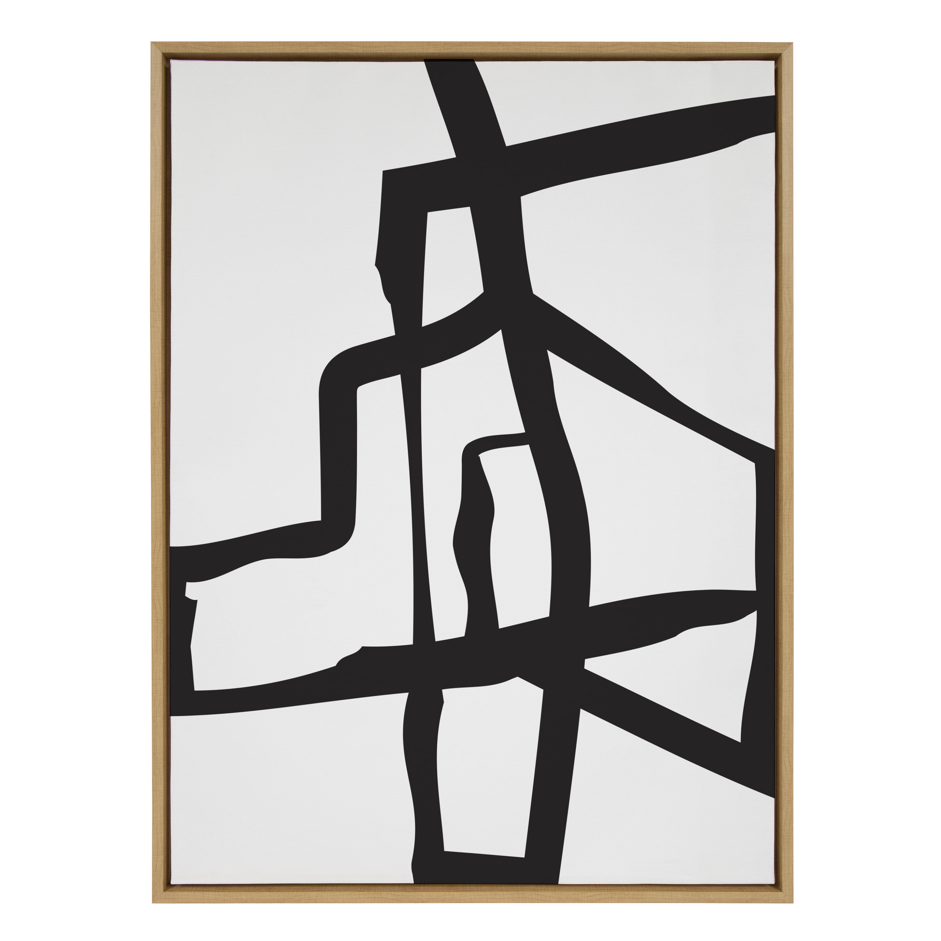 Ivy Bronx Red Barrel Studio® Sylvie Bold Sophisticated Abstract Black Stroke Framed Canvas By