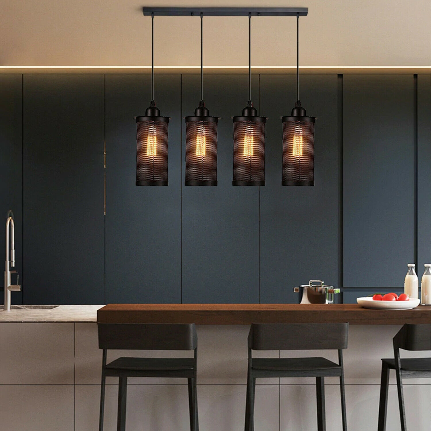 Mercury Row Langsa 4 - Light Kitchen Island Cylinder Pendant & Reviews ...