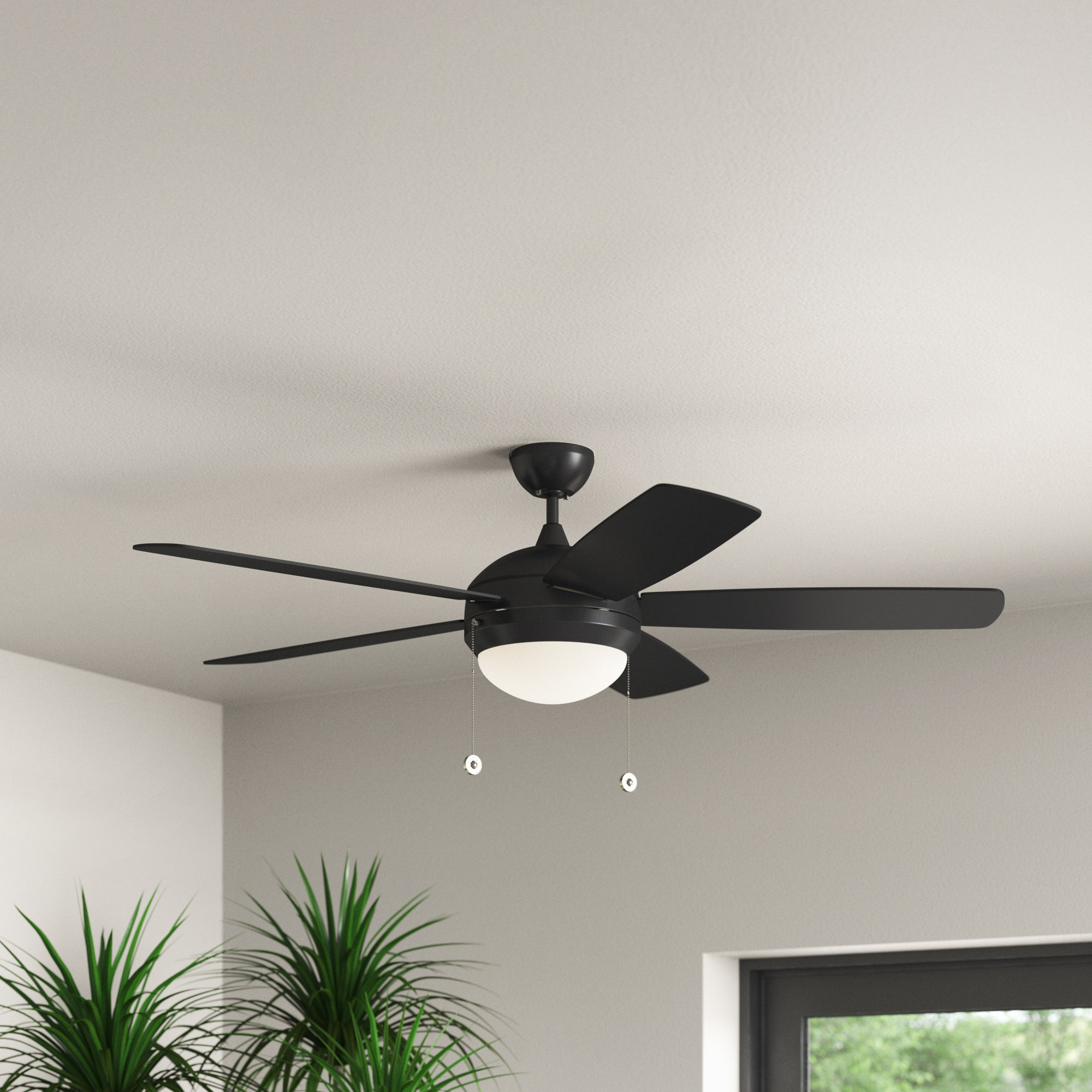 Hugger Ceiling Fan 52 Inch Modern with Light Kit 5 Blade LED Light Indoor 