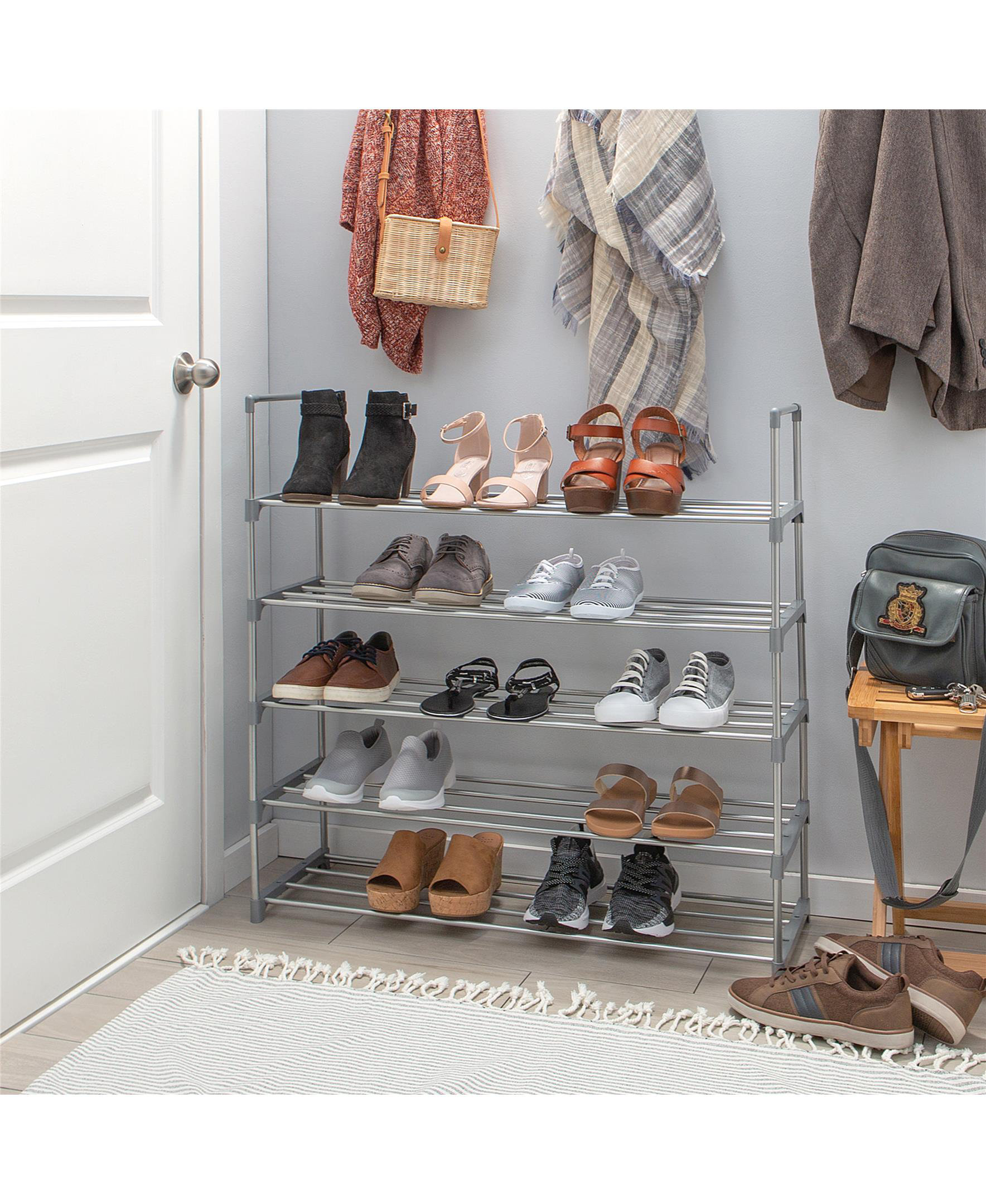 Rebrilliant 20 Pairs Gray Metal Shoe Rack & Reviews Wayfair