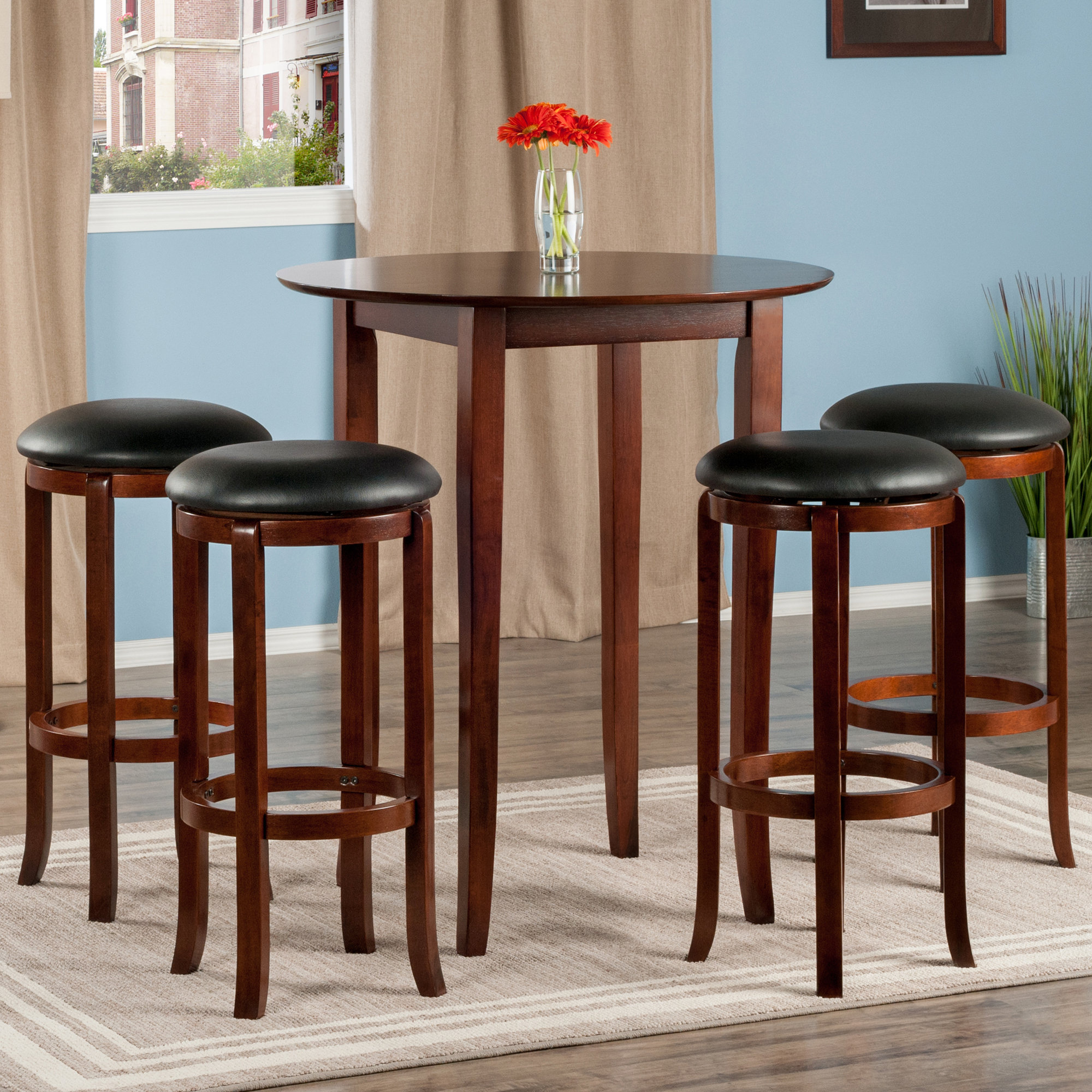 Three Posts™ Akiva Counter Height Solid Wood Dining Set Wayfair