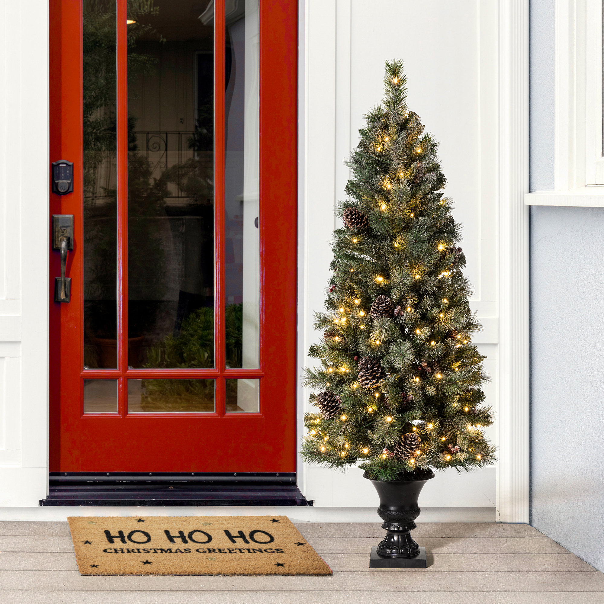 The Holiday Aisle® Lighted Artificial Cypress Christmas Tree & Reviews