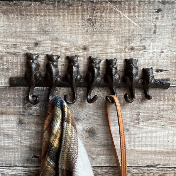 Rosalind Wheeler Cat Tail Wall Hook Rack In Cast Iron | Wayfair.co.uk