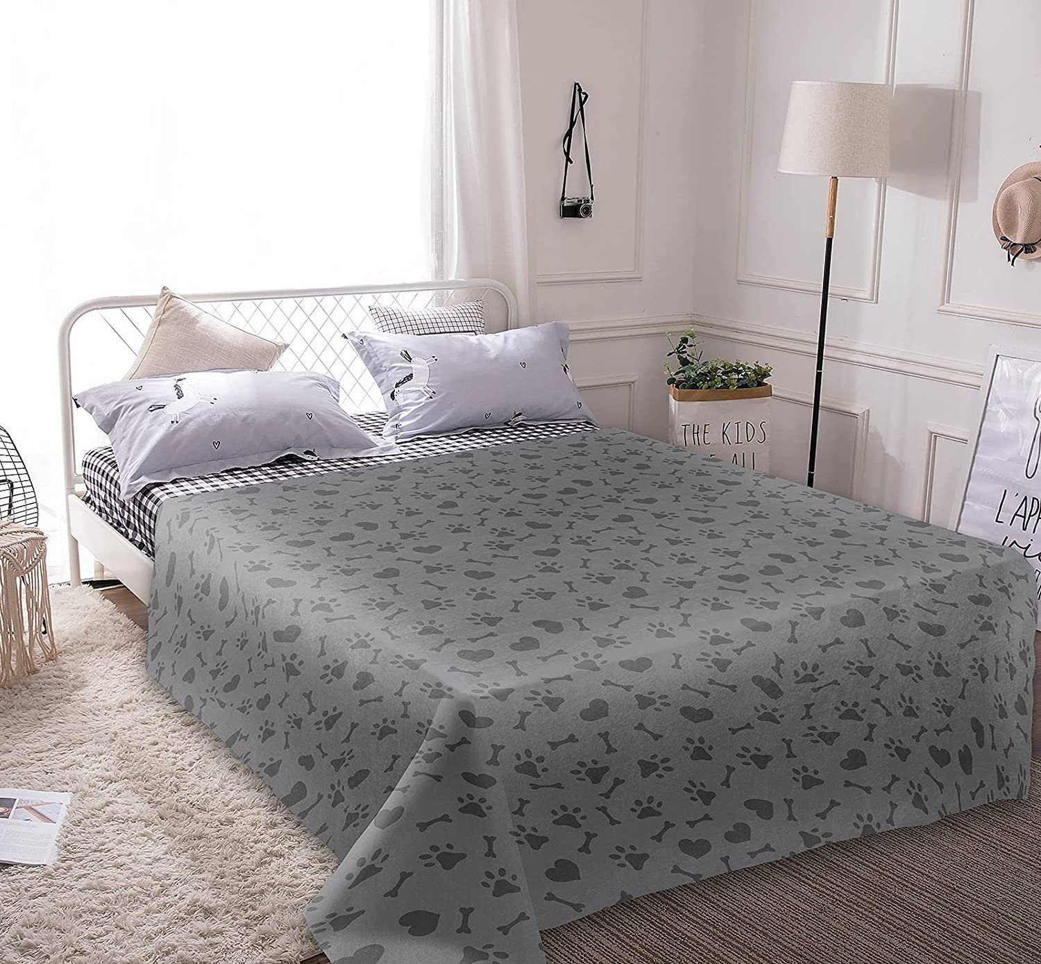 Abbie Home Paw Waterproof Soft Washable Lightweight Dog Blanket for Bed