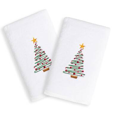 TREE OF LIFE SET OF 2 BATH HAND TOWELS EMBROIDERED BY LAURA 