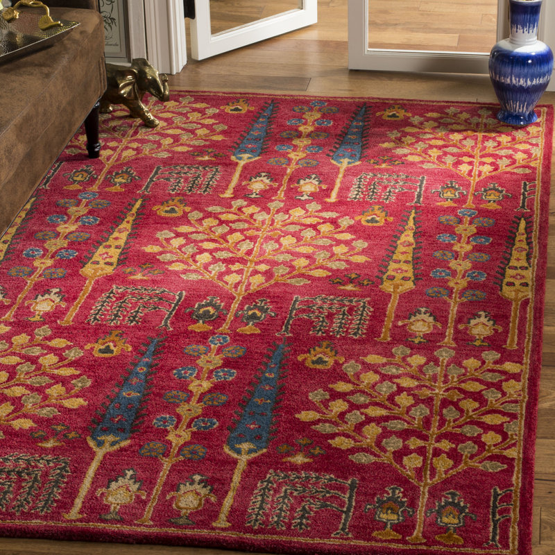 Bungalow Rose Wahcheechee Handmade Wool Red/Multi Rug & Reviews ...