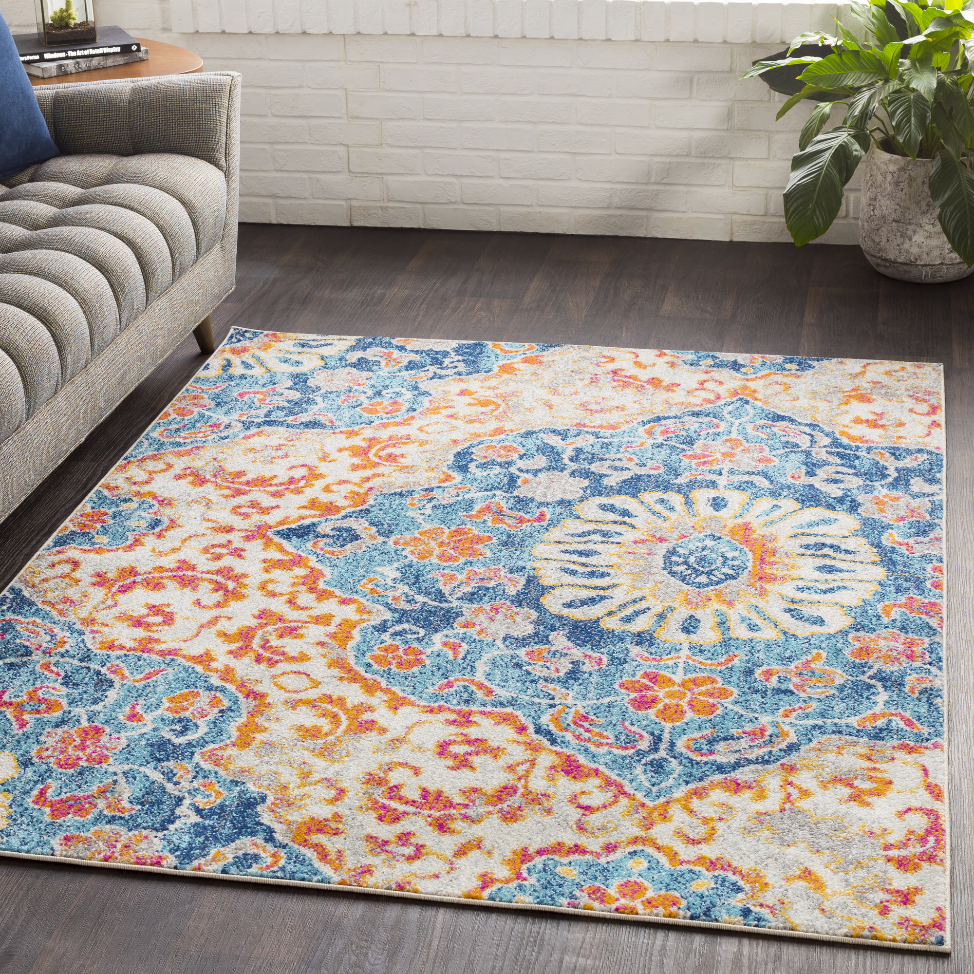 Langley Street Adeliza Performance Blue/Burnt Rug & Reviews Wayfair