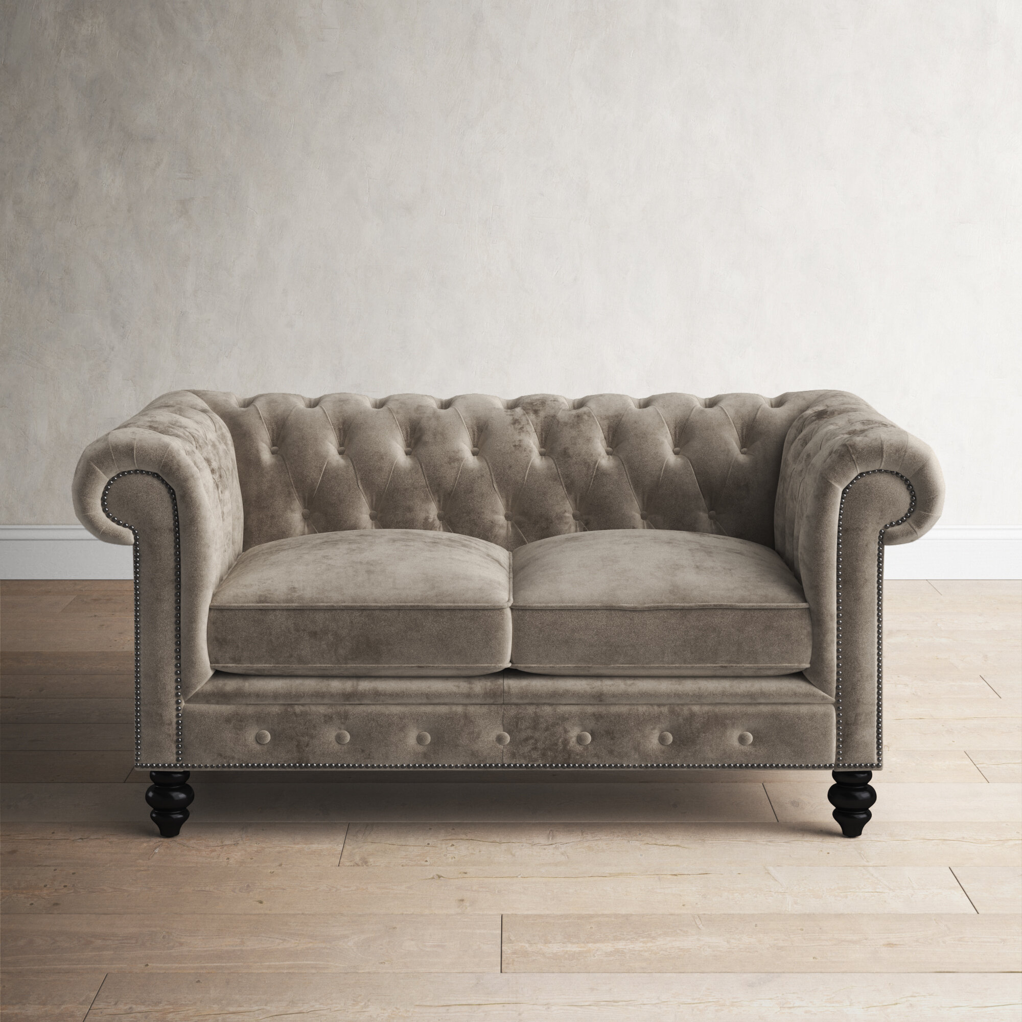 Ophelie 66” Rolled Arm Chesterfield Loveseat