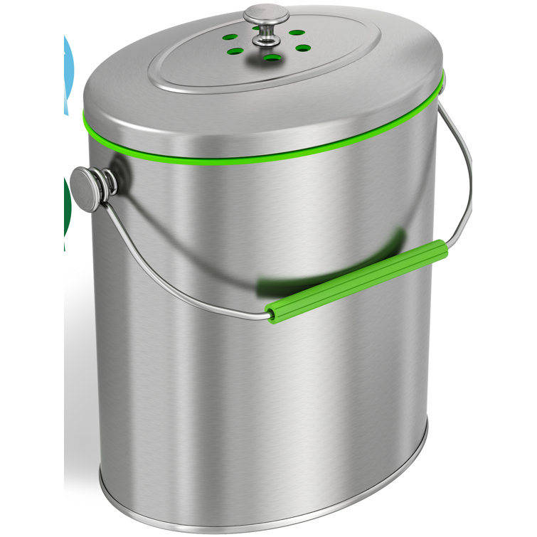 Oval Stainless Steel 1.6 Gallon Countertop Compost Bin