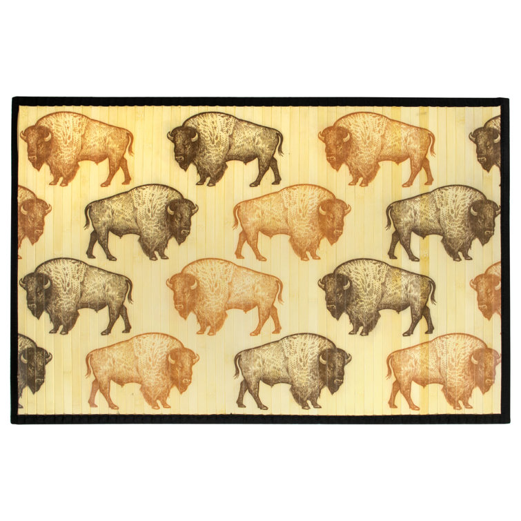 Dunmire Laser Printed Split Bamboo Buffalo Herd Kitchen Mat