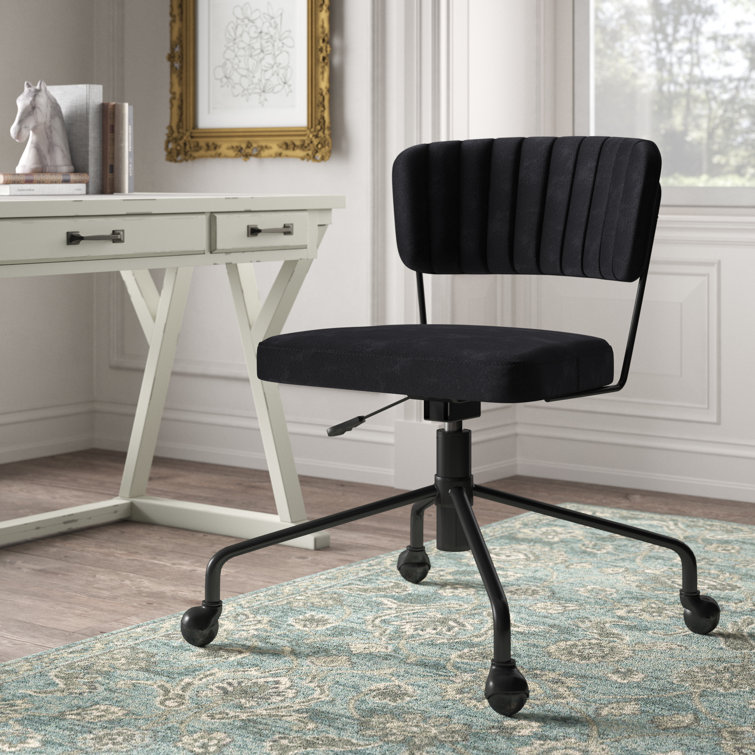 Tania Contemporary Black Velvet 28.5" Swivel Task Chair